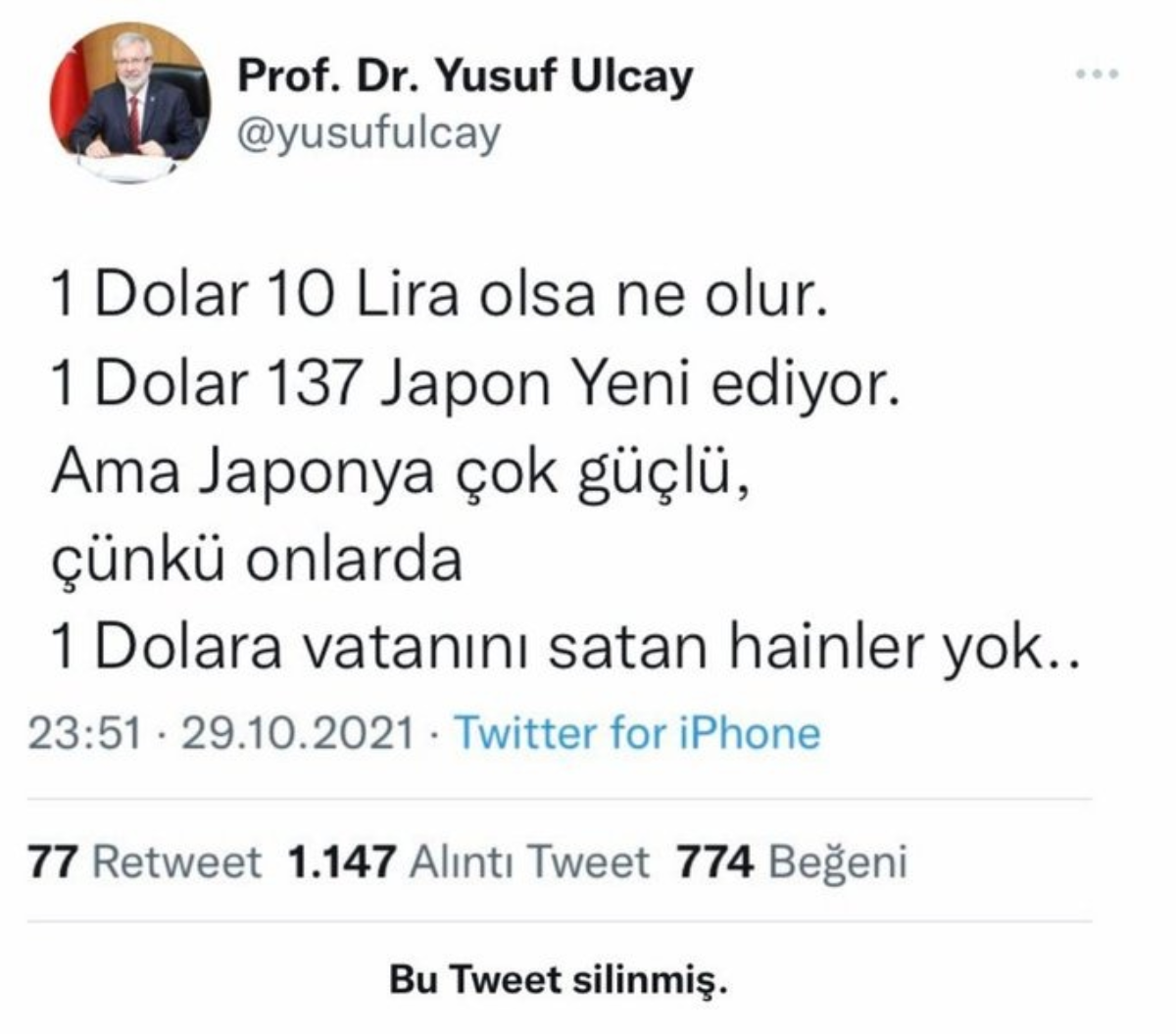 Erdoğan'ın rektör yaptığı isim: 1 dolar 10 Lira olsa ne olur, 1 dolar 137 Japon Yeni ediyor