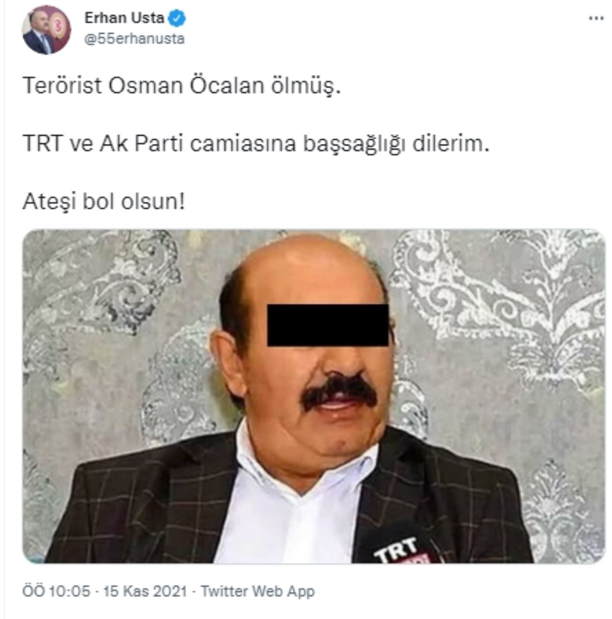 İYİ Partili Usta'dan 'Osman Öcalan' mesajı: TRT ve AK Parti camiasına başsağlığı dilerim