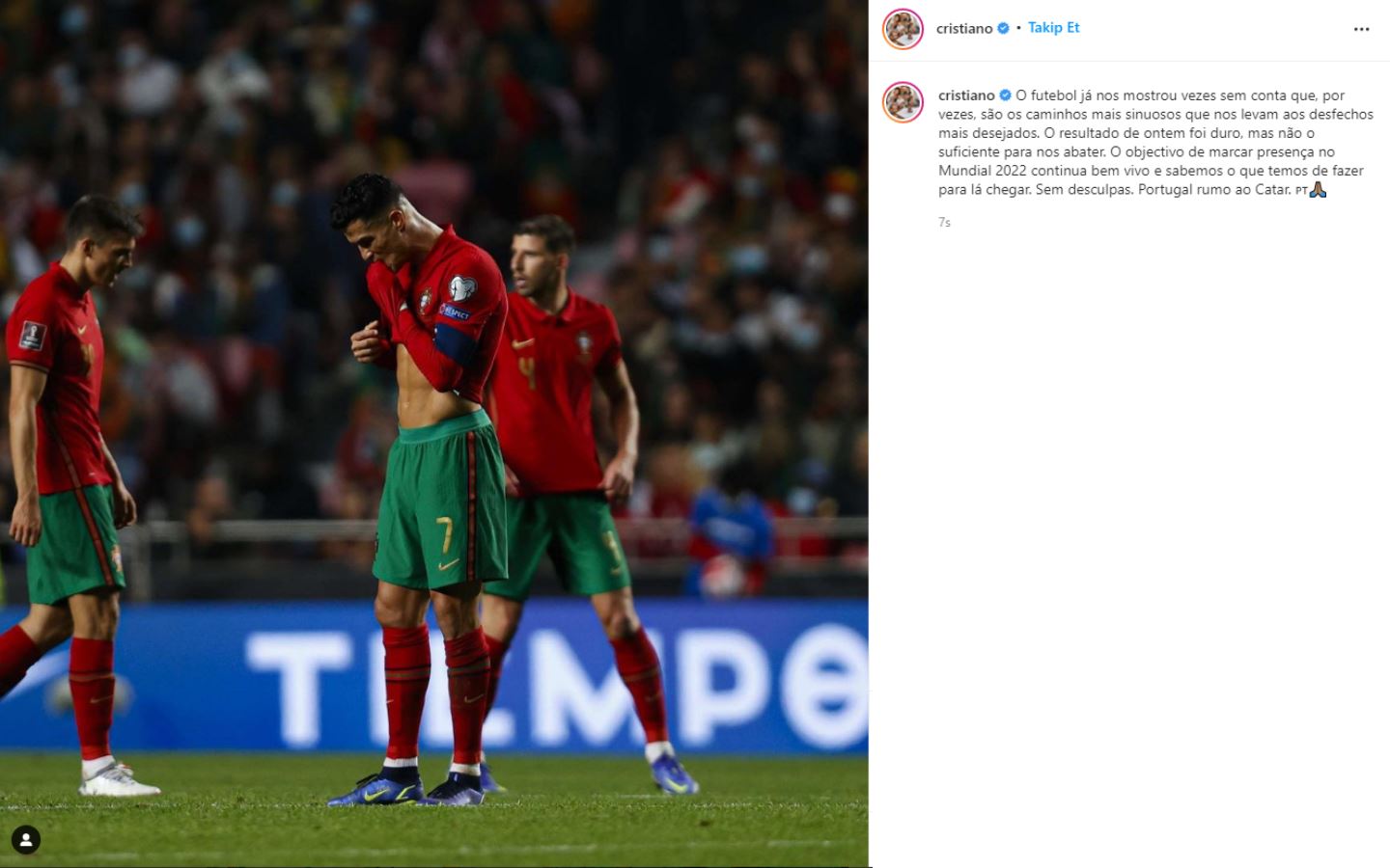 Cristiano Ronaldo, Sırbistan mağlubiyeti sonrasında