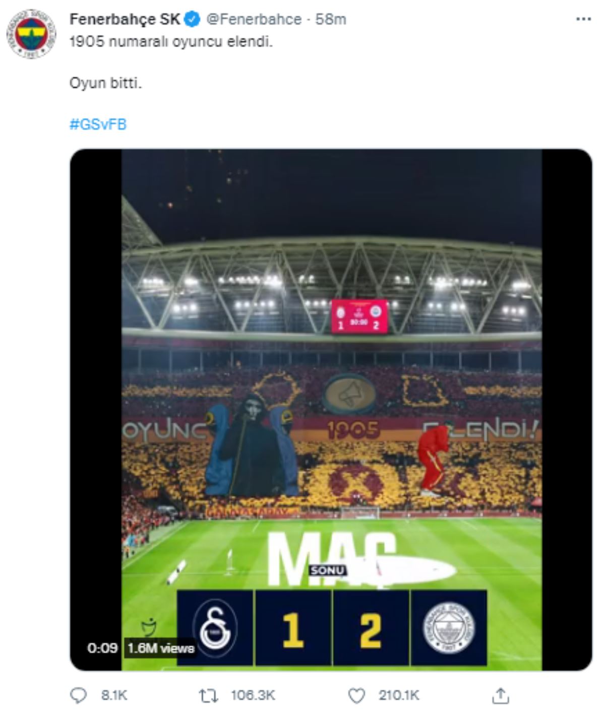 Dev derbinin ardından Fenerbahçe'den Galatasaray'a gönderme