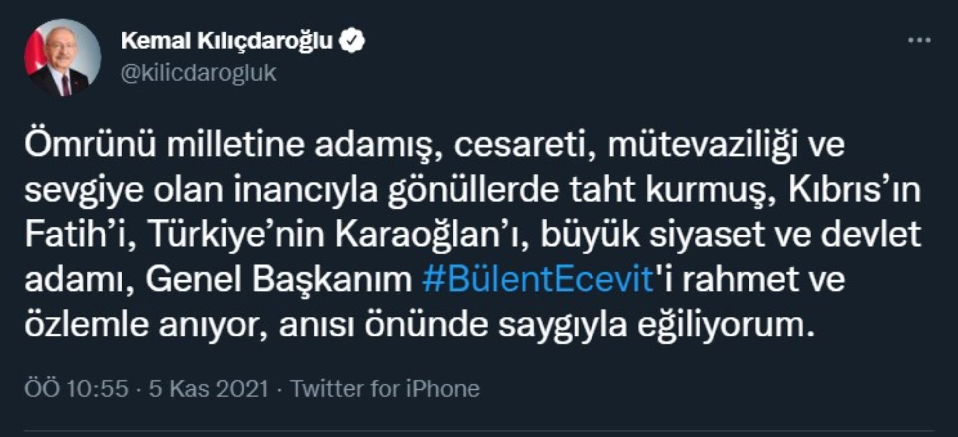 Kılıçdaroğlu'ndan Bülent Ecevit mesajı