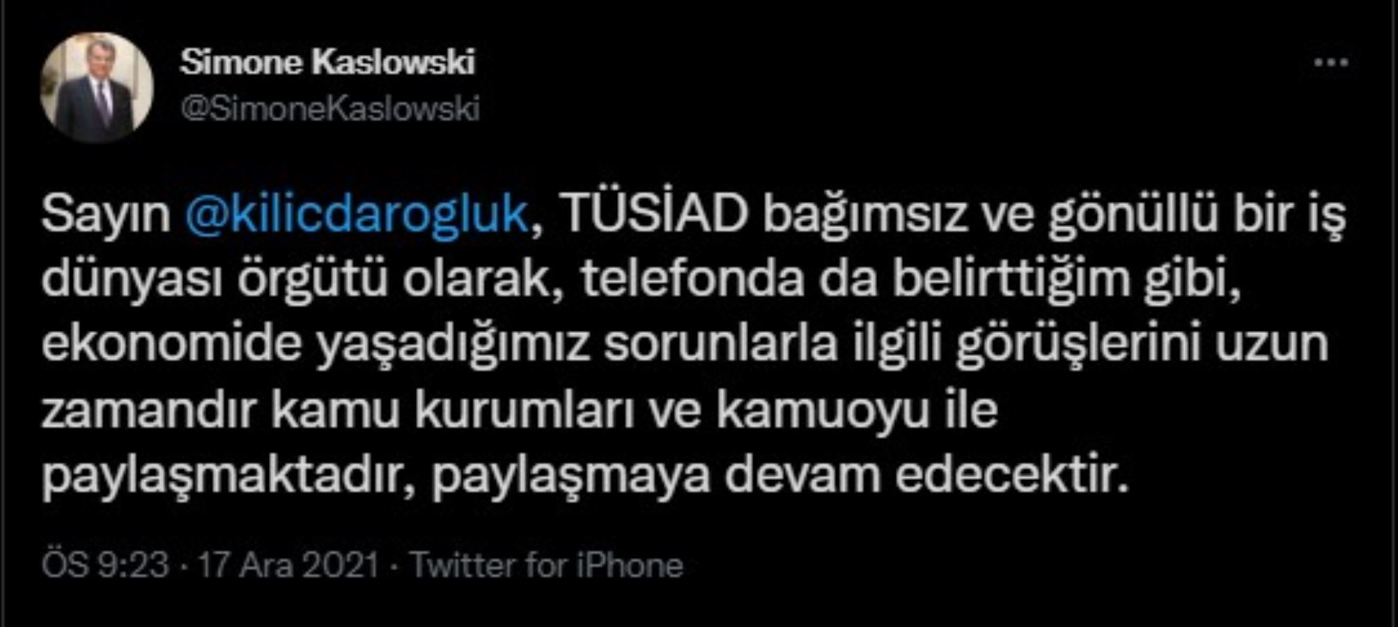 Kılıçdaroğlu ile görüşmesinden sonra TÜSİAD Başkanı Simone Kaslowski'den açıklama
