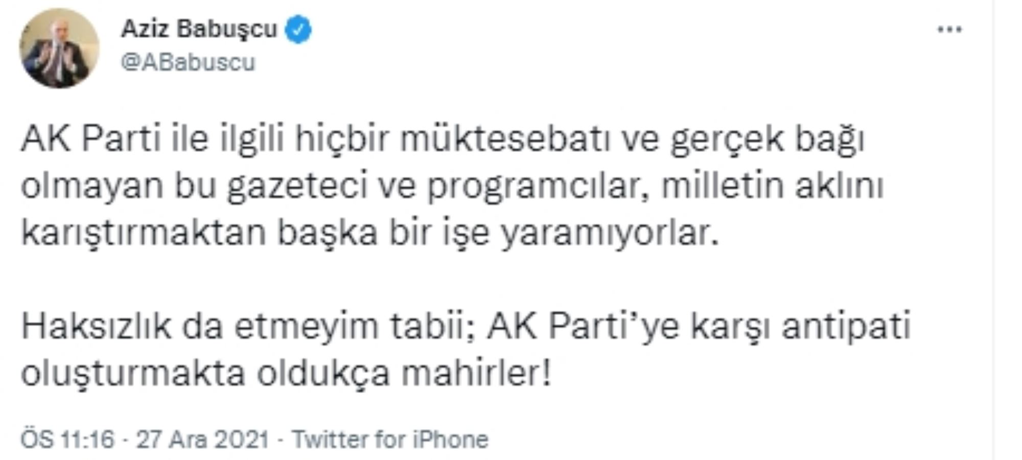 AKP'li Aziz Babuşçu'dan 'yandaş'lara sert tepki: Sabrın sonu!
