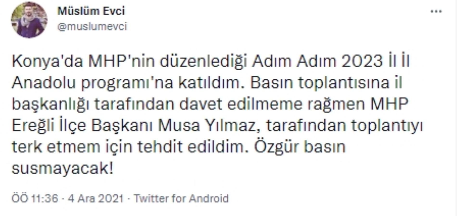 MHP'li başkan, parti toplantısına katılan Sözcü muhabirini tehdit etti