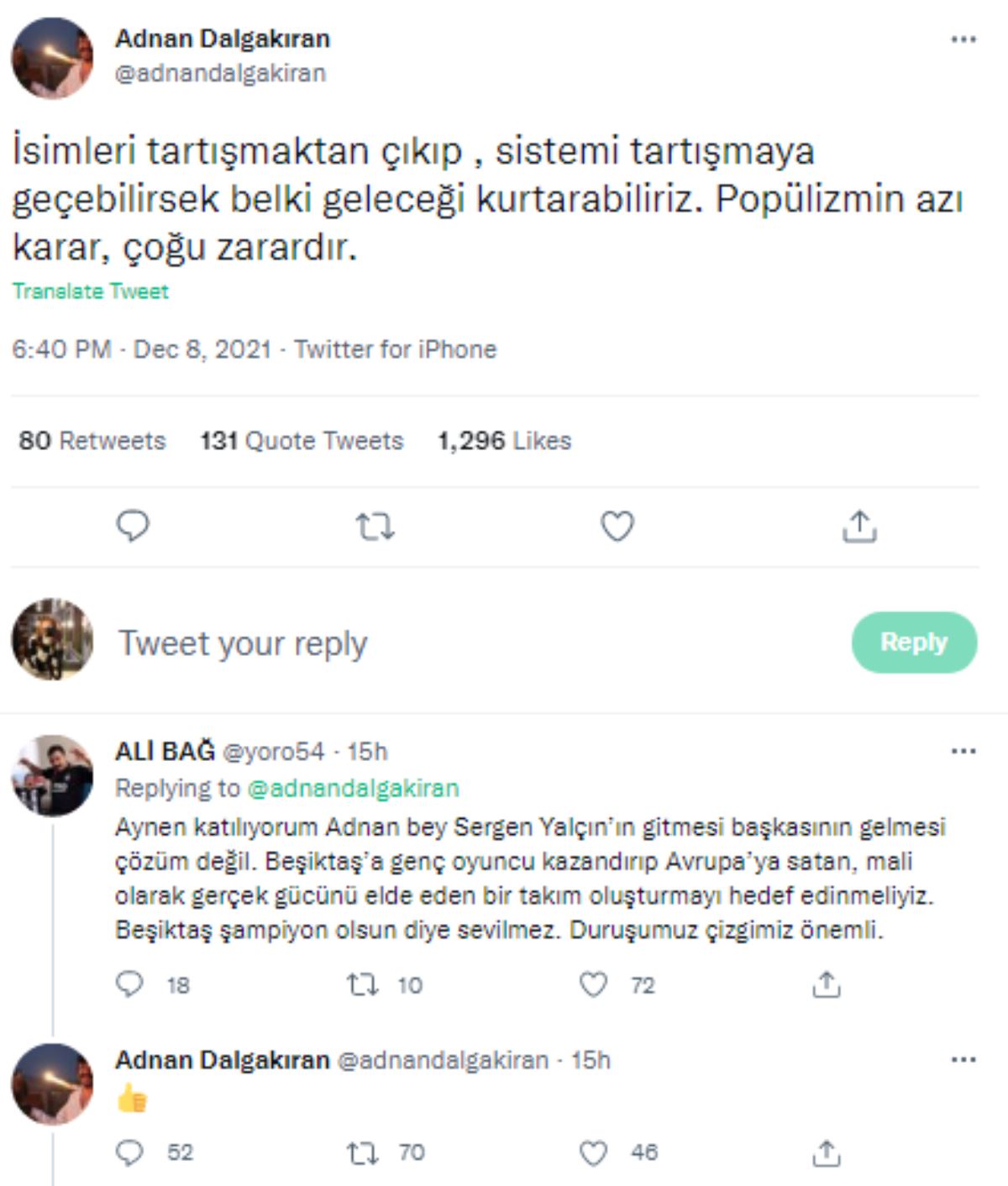 Beşiktaşlı yönetici Adnan Dalgakıran'dan sosyal medyada Sergen Yalçın mesajı