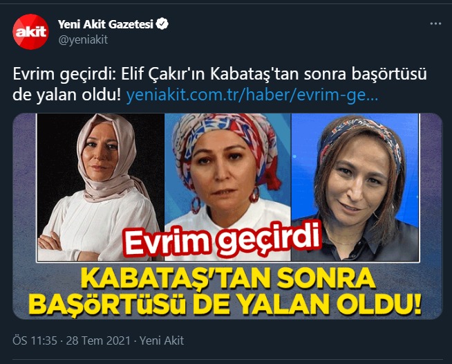 Çakır'a saldıran Yeni Akit hem yazarını hem Erdoğan'ı yalanladı