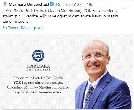 Marmara Üniversitesi yeni YÖK Başkanı'nı 'açıkladı', paylaşım kısa süre sonra silindi
