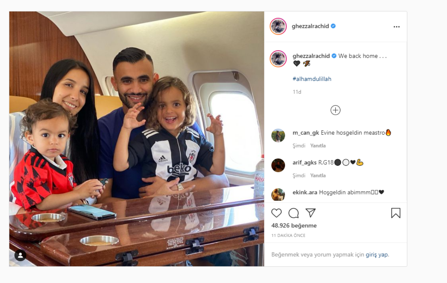 Rachid Ghezzal'dan Instagram paylaşımı: Eve geri dönüyoruz