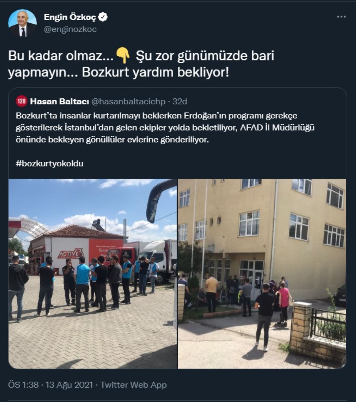 "Bozkurt'a gitmek için İstanbul'dan gelen gönüllüler Erdoğan için bekletildi"