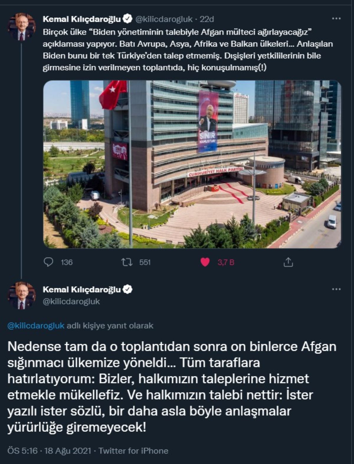 Kılıçdaroğlu Biden'ın 'göçmen' toplantısına dikkat çekti: Sınırımıza yöneldiler
