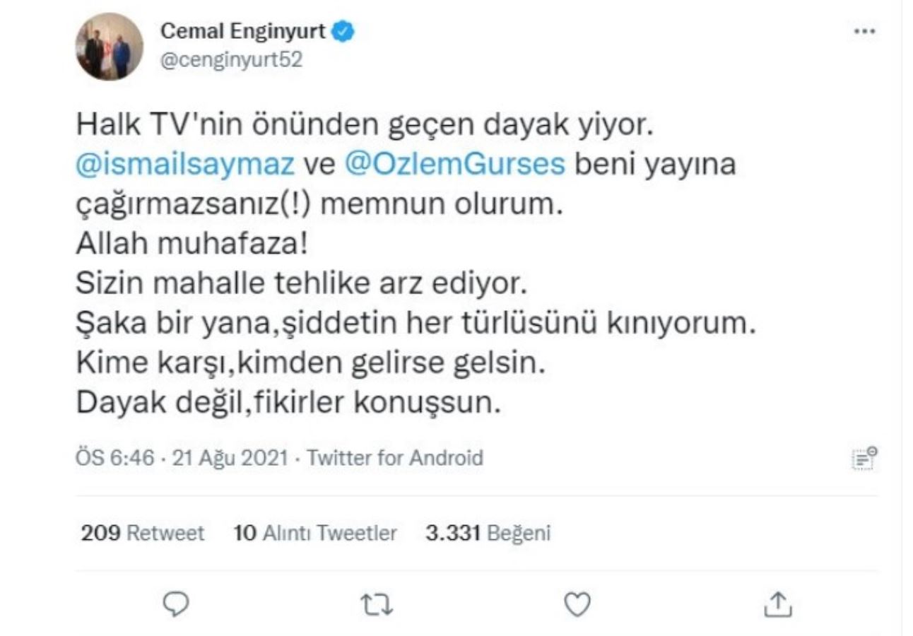 Cemal Enginyurt böyle tepki gösterdi: Halk TV'nin önünden geçen dayak yiyor
