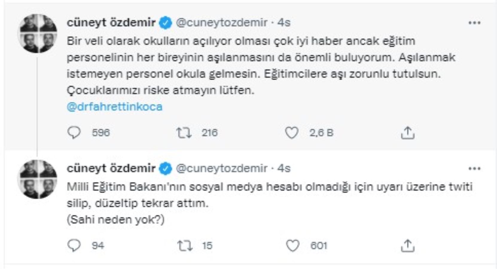 Cüneyt Özdemir'den dikkat çeken 'aşı' tepkisi