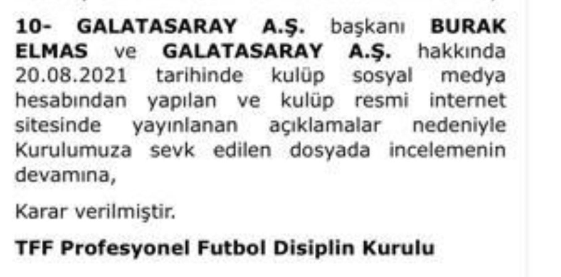 Galatasaray, PFDK'yı dağıttı!