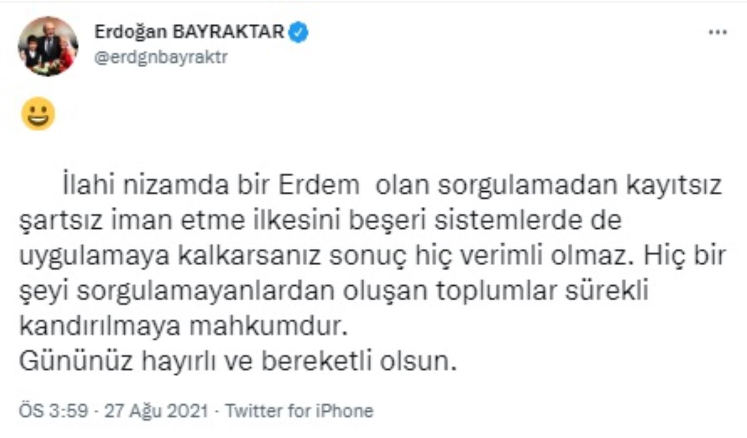 Eski bakan Erdoğan Bayraktar'dan bir 'ayar' daha