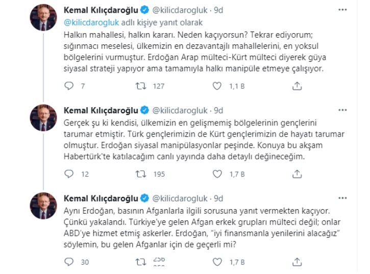 Kılıçdaroğlu'ndan, Erdoğan'ın 'mülteciler' açıklamasına sert yanıt
