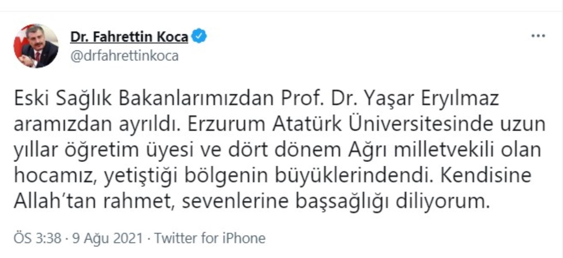Son dakika: Eski Sağlık Bakanı Yaşar Eryılmaz, yaşamını yitirdi