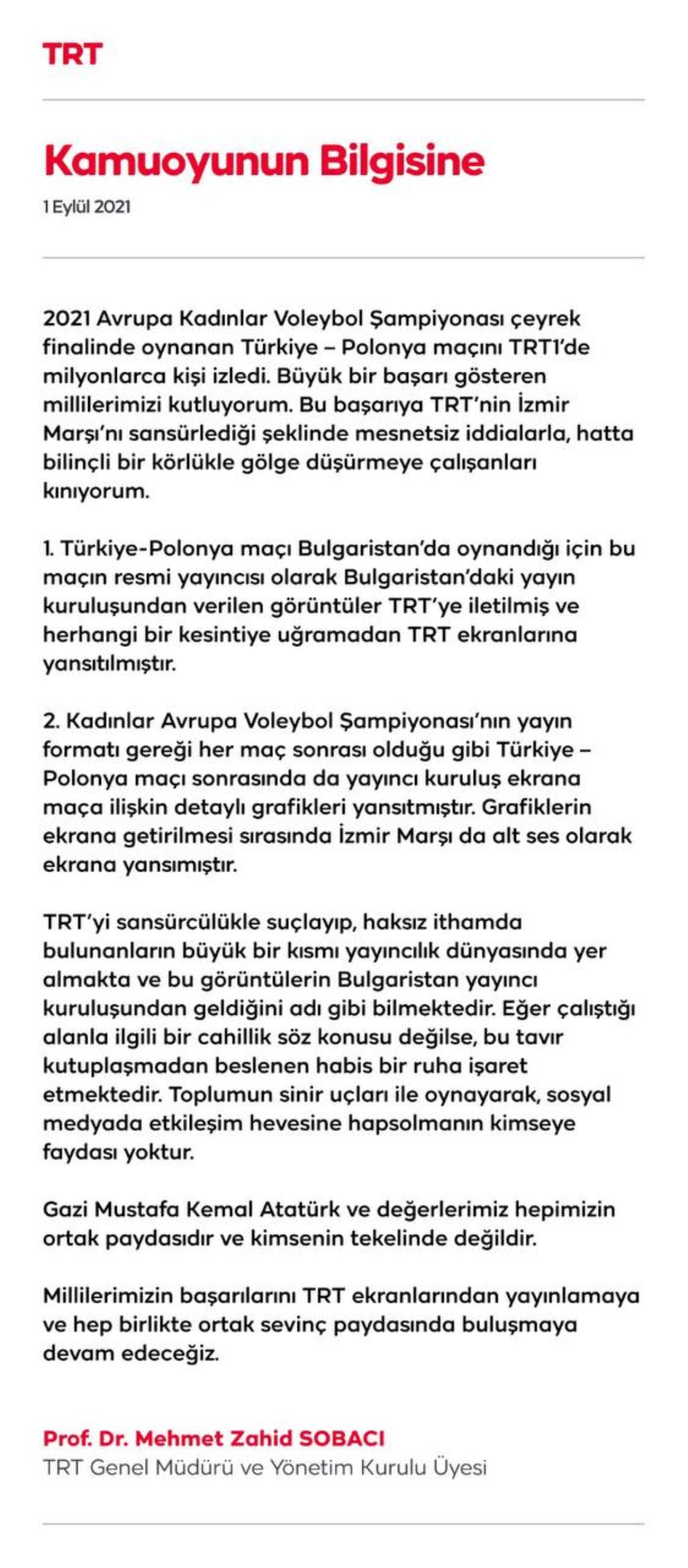 Son Dakika... TRT'den İzmir Marşı ile ilgili açıklama