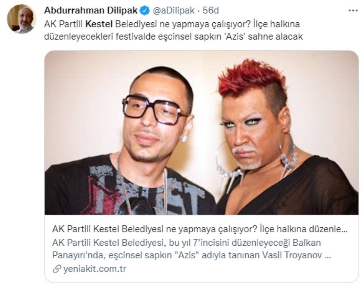 Yeni Akit, AKP'li Kestel Belediyesi'nde şarkı söyleyecek Troyanov'u hedef aldı