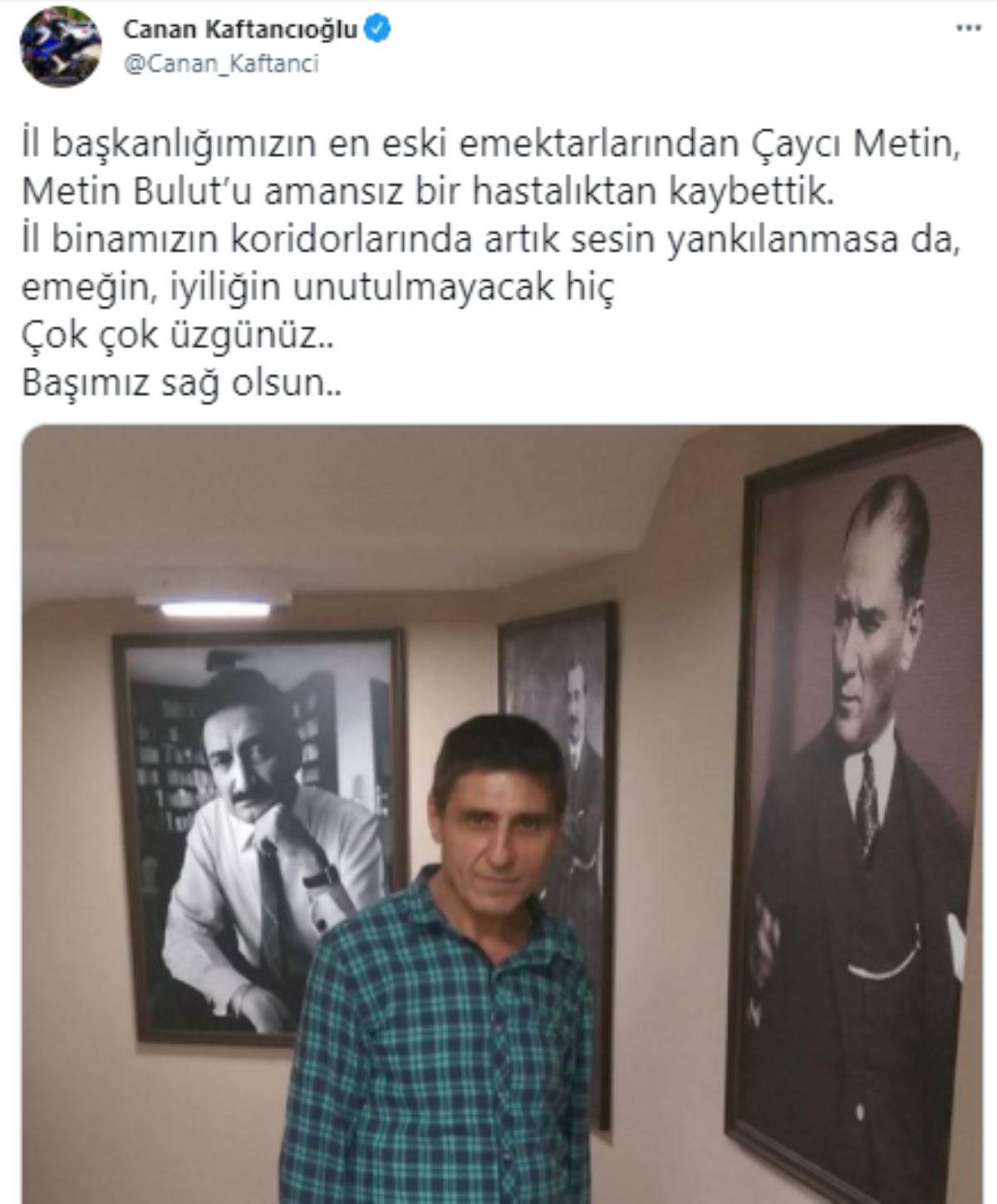 CHP İstanbul'un acı günü! Vefat haberini Canan Kaftancıoğlu duyurdu