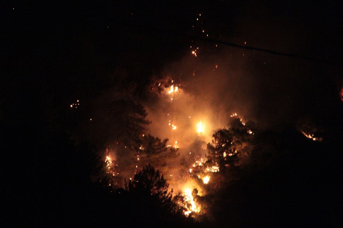 Marmaris’te yıldırım düşmesi sonucu 1 dekar orman yandı