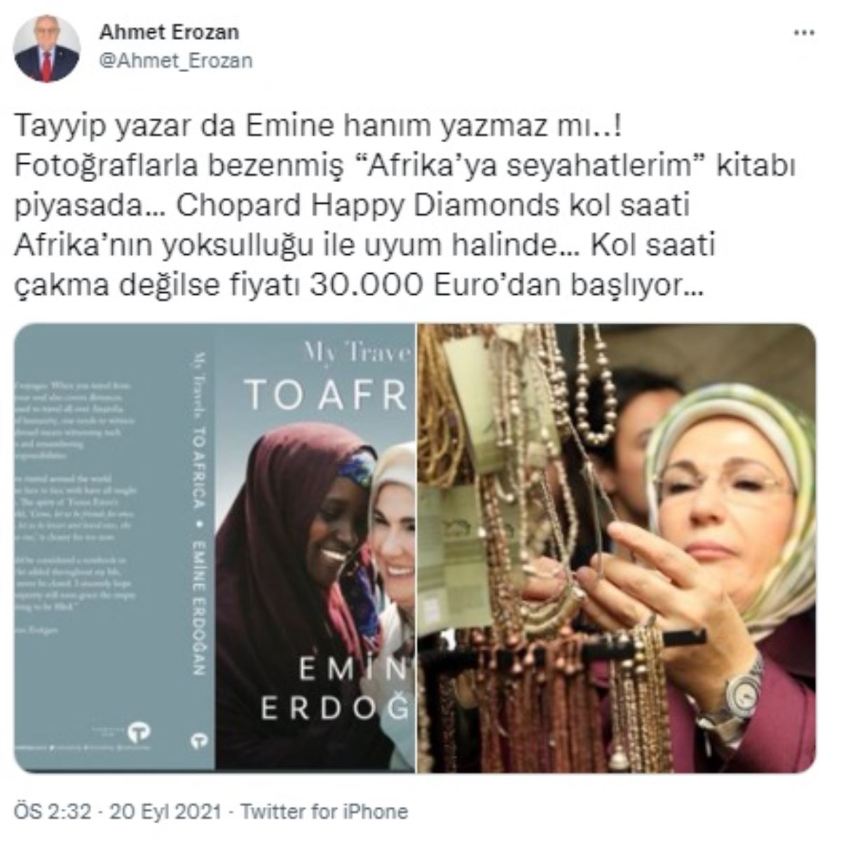 İYİ Partili Erozan: Emine Erdoğan'ın kol saati 30 bin Euro'dan başlıyor