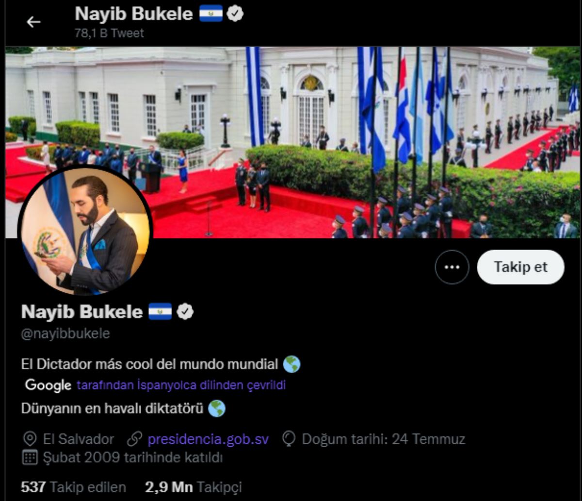 El Salvador Devlet Başkanı Bukele, Twitter'da kendini "diktatör" olarak tanımladı