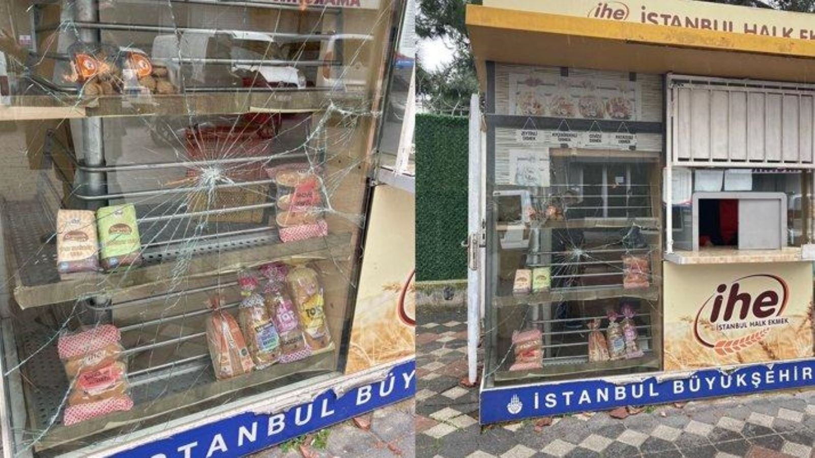 İstanbul’da Halk Ekmek büfesine saldırı: Camları kırdı, ekmekleri çöpe attı