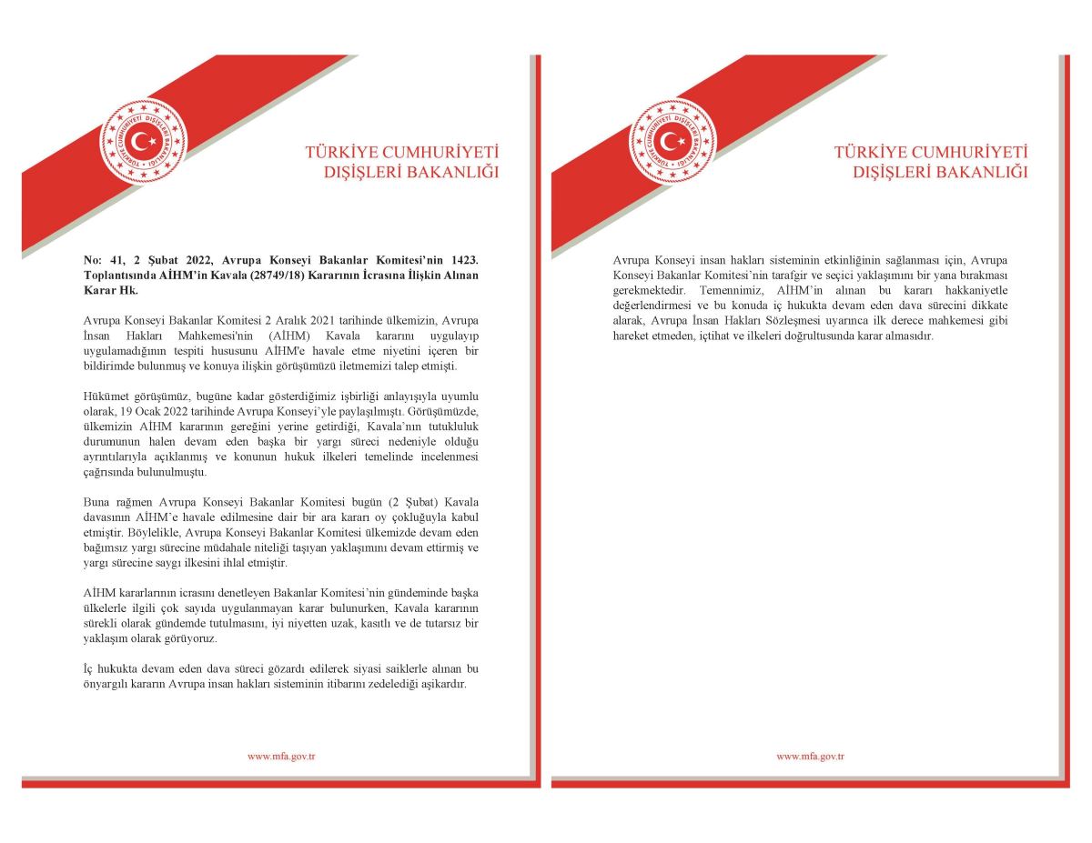 Son dakika |Avrupa Konseyi'nin Osman Kavala kararı belli oldu