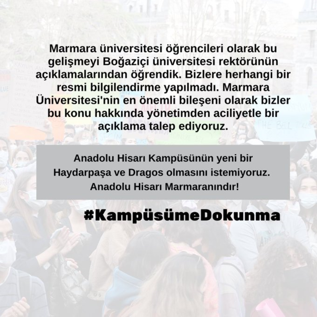 Öğrenciler Marmara ve Boğaziçi rektörlerinin aldığı karara itiraz