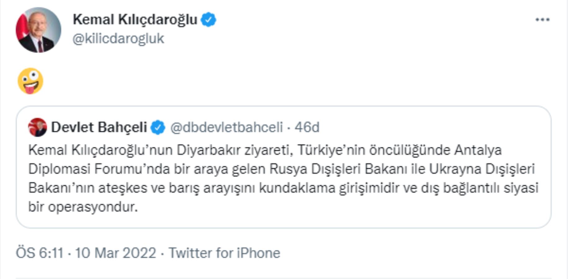 Kemal Kılıçdaroğlu'ndan Devlet Bahçeli'ye 'emoji'li yanıt