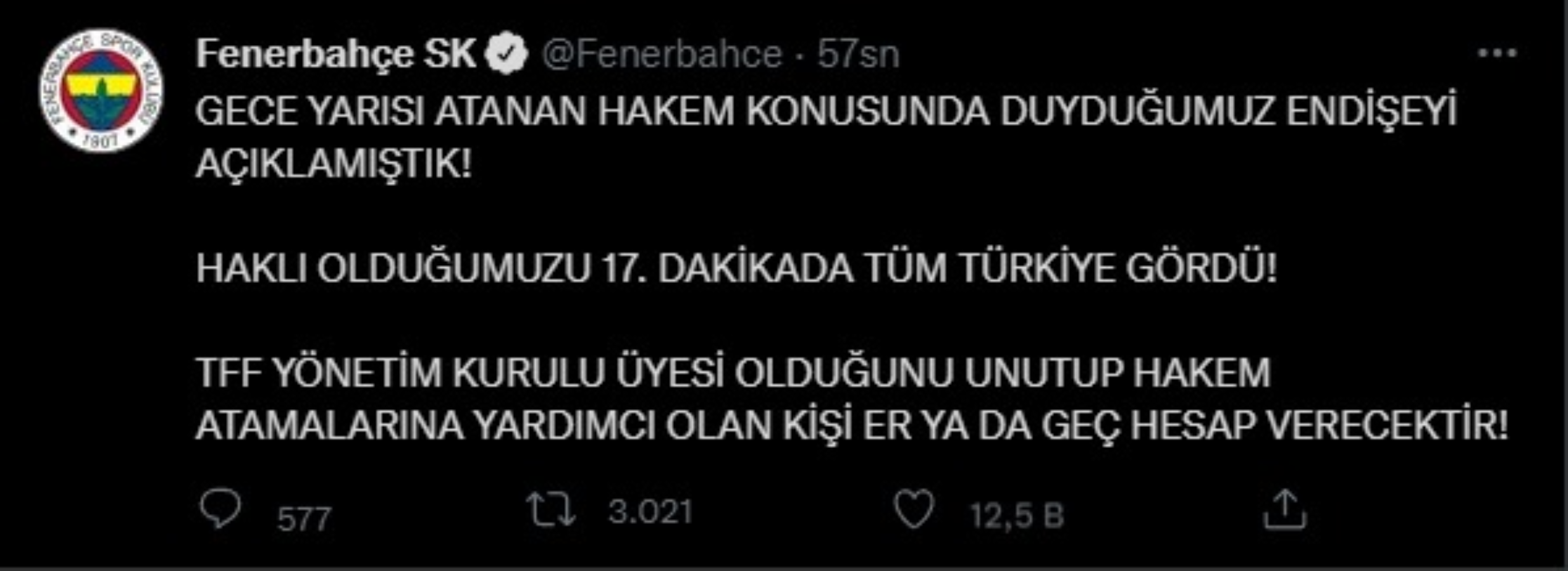 Son Dakika: Fenerbahçe'den devre arası hakem paylaşımı