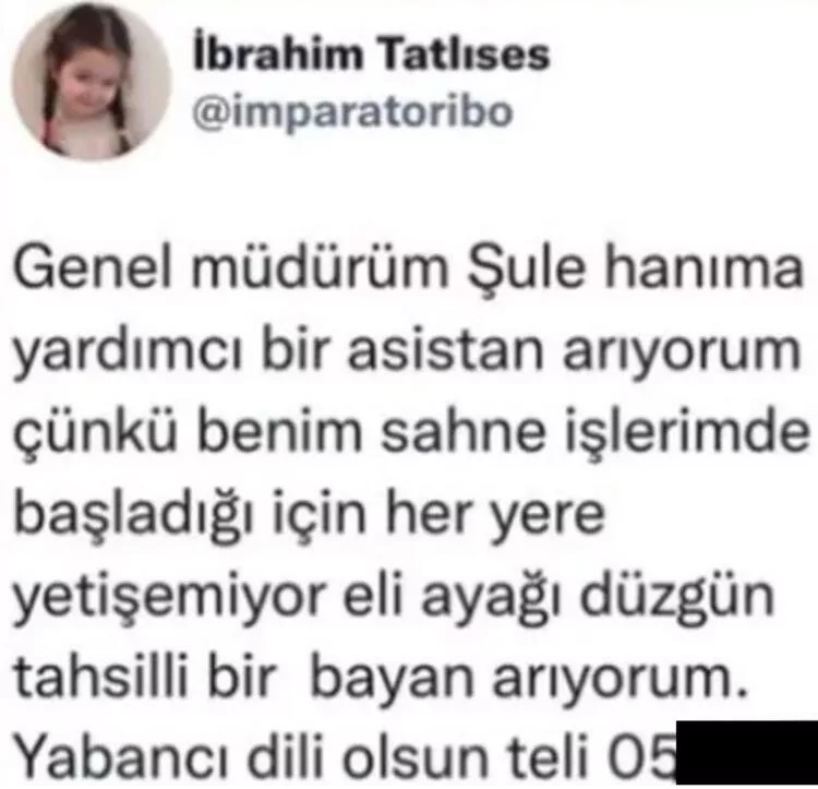 <p>İlanda tepki çeken kısım ise "Benim sahne işlerim de başladığı için her yere yetişemiyor. Eli ayağı düzgün, tahsilli bir bayan arıyorum. Yabancı dili olsun" ifadeleri oldu.</p>