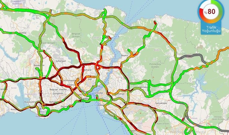 İstanbul'da kar: Trafik yoğunluğu yüzde 80'e ulaştı