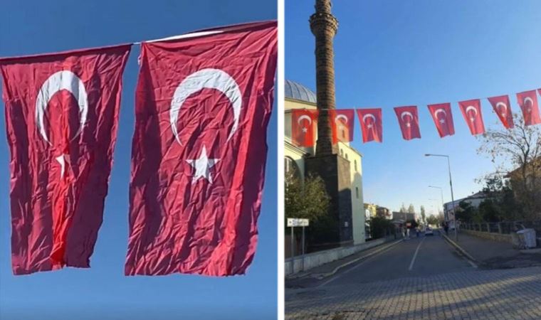 AKP'li belediyenin Cumhuriyet Bayramı'nda kırışık bayrak asması tepki çekti