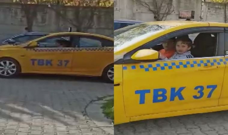 Site içinde taksi kullanan çocuk böyle görüntülendi