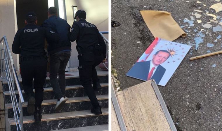Kaymakamlık binasındaki Erdoğan fotoğrafını yere atmıştı: Tutuklandı