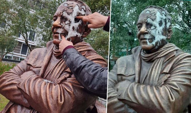 İzmir'de Bekir Coşkun heykeline çirkin saldırı