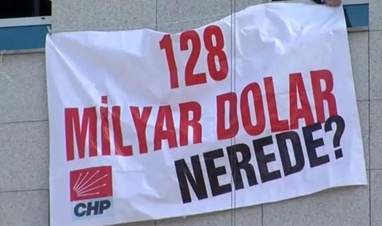 128 milyar dolar afişleri yasak AKP'nin afişleri serbest