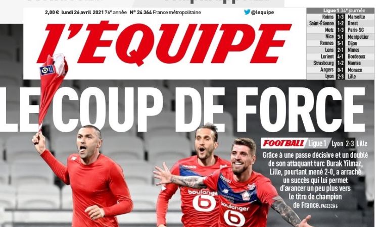 Burak Yılmaz  L'Equipe'in kapağında; 