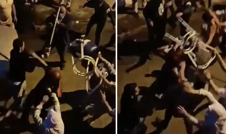 Bursa'da, sokak ortasında sandalyeli sopalı kavga