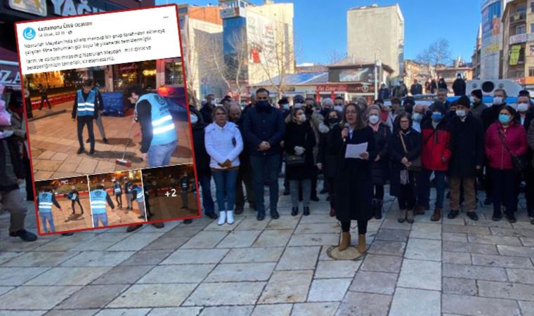 Kastamonu Ülkü Ocakları, basın açıklaması yapılan meydanı 'gül suyu' ile yıkadı