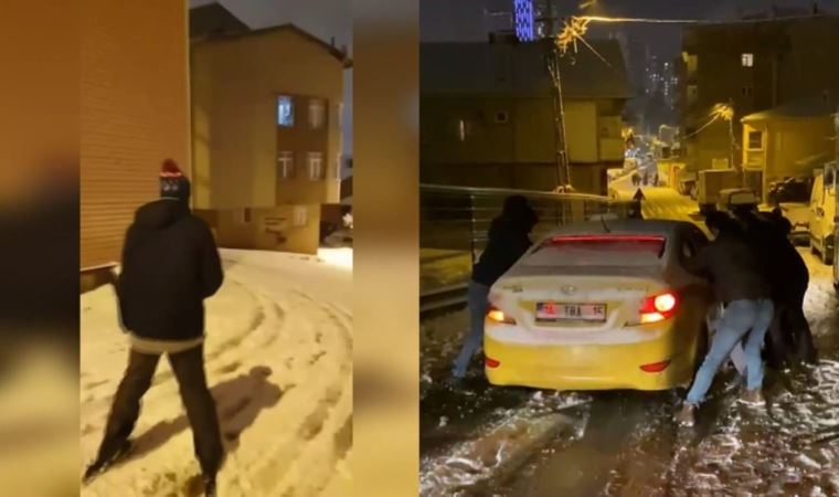 İstanbul'da kar, sürücülere zor anlar yaşattı