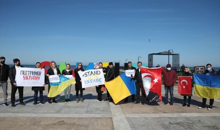 Samsun’da yaşayan Ukraynalılardan protesto