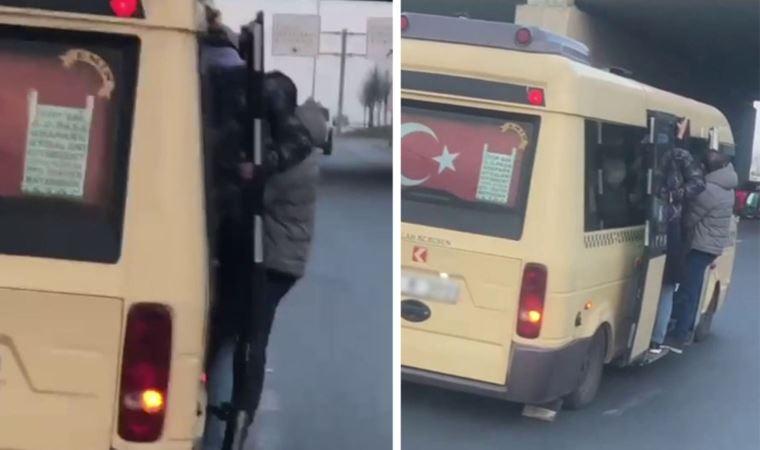 Yürekleri ağza getiren görüntü: Yurttaşlar minibüsün kapısından sarkarak yolculuk yaptı