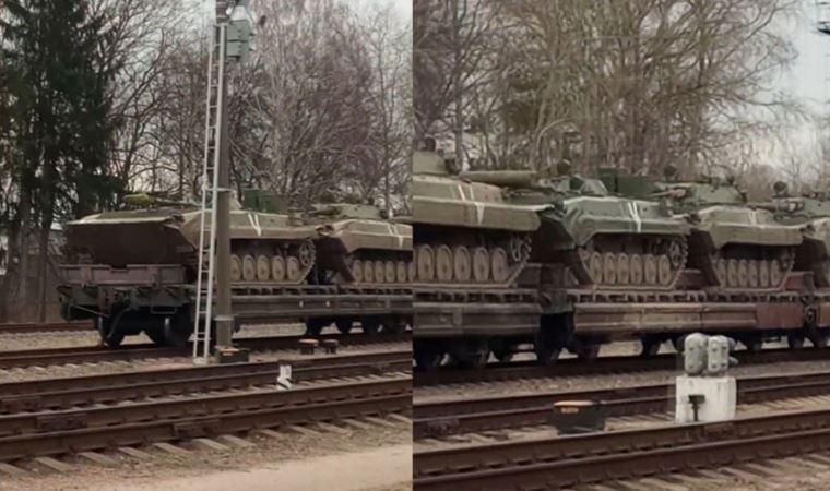 Belaruslu muhalif lider Ukrayna'ya gidecek Rus tankların görüntüsünü paylaştı