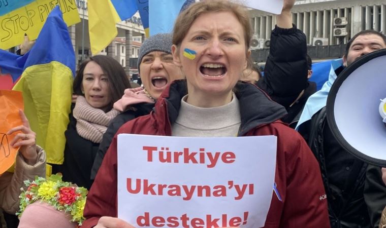 Ankara'da Ukraynalılardan 'Rusya' protestosu
