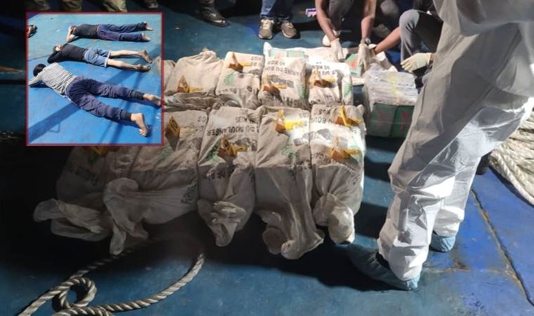 Gine açıklarında Türk bayraklı teknede 528 kilo kokain ele geçirildi