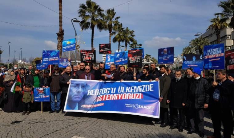 Saadet Partisi İzmir İl Başkanlığı'ndan 'Herzog' protestosu