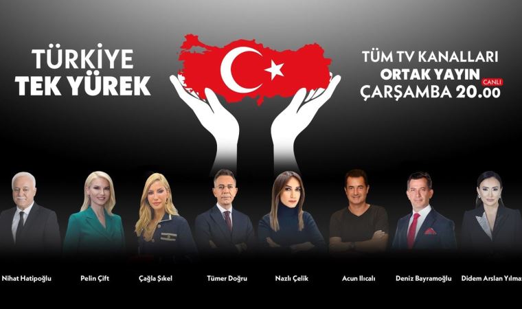 Depremzedelere yardım için ortak yayınla 'Türkiye Tek Yürek' kampanyası düzenlendi