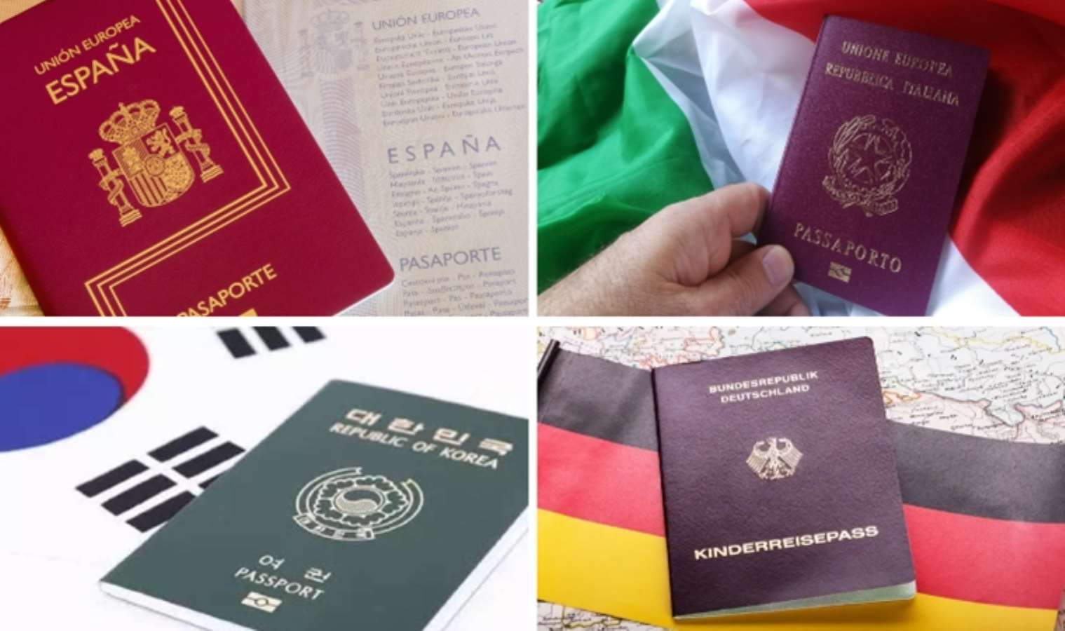 <p>3. ALMANYA, İTALYA, GÜNEY KORE, İSPANYA</p>
<p>Vatandaşlarının vizesiz gidebildiği ülke sayısı: 191</p>
